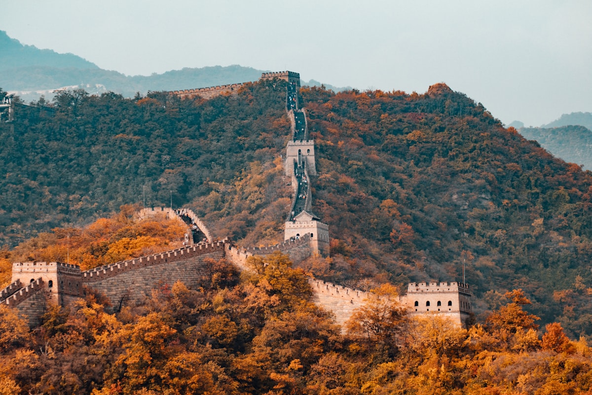 The Great Wall stretching into the misty mountains